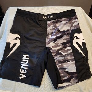 Venum Men's Black and Gray Camo Board Shorts